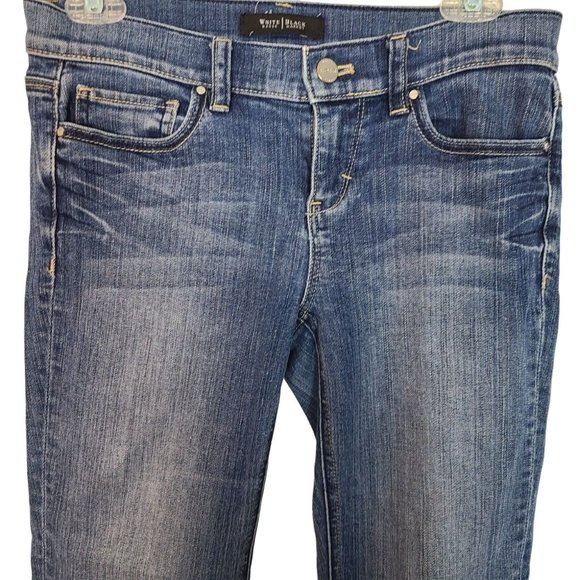 White House Black Market Womens 2 Blue Dark Wash Denim Slim Cropped Jeans - Picture 2 of 8